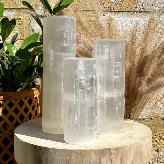 Selenite Cylinder Lamps